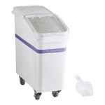 Baker's Lane 21 Gallon / 335 Cup Allergen-Free White Slant Top Mobile Ingredient Storage Bin with Sliding Lid & Scoop