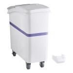 Baker's Lane 21 Gallon / 335 Cup Allergen-Free White Slant Top Mobile Ingredient Storage Bin with Sliding Lid & Scoop