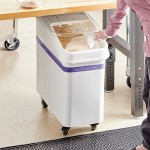 Baker's Lane 21 Gallon / 335 Cup Allergen-Free White Slant Top Mobile Ingredient Storage Bin with Sliding Lid & Scoop