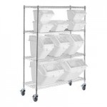 Baker's Lane 21 Gallon / 335 Cup Allergen-Free White Slant Top Mobile Ingredient Storage Bin with Sliding Lid & Scoop