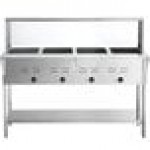 Avantco STE-4SGA Four Pan Open Well Electric Steam Table with Undershelf, Overshelf, and Sneeze Guard - 120V, 2000W