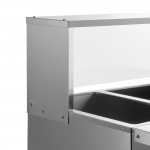 Avantco STE-4SGA Four Pan Open Well Electric Steam Table with Undershelf, Overshelf, and Sneeze Guard - 120V, 2000W