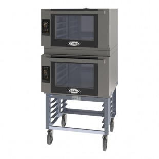 Cadco Bakerlux Station BLS-4FTD-2 Double Stacked 4-Shelf Full Size Heavy-Duty Digital Countertop Convection Ovens with Touch Control Panels and Stand - 208-240V Cadco Bakerlux Station BLS-4FTD-2 Double Stacked 4-Shelf Full Size Heavy-Duty Digital Countertop Convection Ovens with Touch Control Panels and Stand - 208-240V