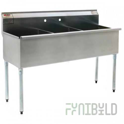 Eagle Group 2460-3-16/4 Three Compartment Stainless Steel Commercial Sink without Drainboard - 61 3/8