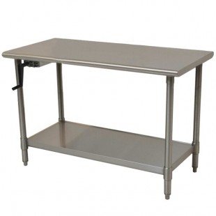Eagle Group T2472SEB-HA Left Crank 16 Gauge Type 304 Stainless Steel Adjustable Height ADA / Ergonomic Work Table with Undershelf - 24 Eagle Group T2472SEB-HA Left Crank 16 Gauge Type 304 Stainless Steel Adjustable Height ADA / Ergonomic Work Table with Undershelf - 24