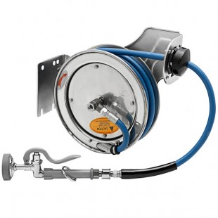 T&S B-7112-01M 15' Open Stainless Steel Hose Reel with B-0107 Spray Valve
