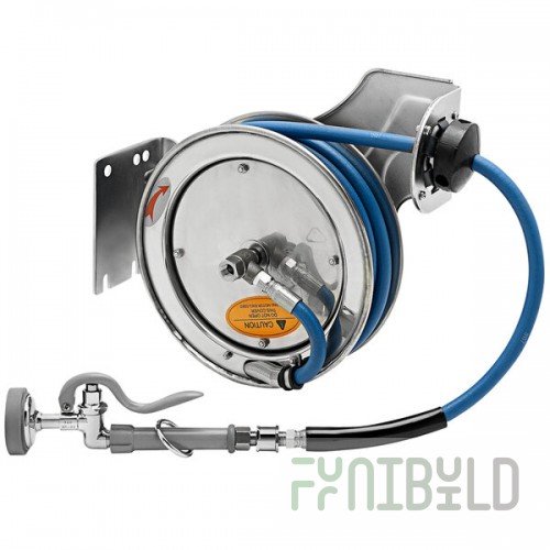 T&S B-7112-01M 15' Open Stainless Steel Hose Reel with B-0107 Spray Valve