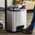 Rubbermaid® 1901985 Slim Jim Stainless Steel Black Accent Rectangular Front Step-On Trash Can with Single Rigid Plastic Liner - 8 Gallon Rubbermaid® 1901985 Slim Jim Stainless Steel Black Accent Rectangular Front Step-On Trash Can with Single Rigid Plastic Liner - 8 Gallon