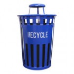 Witt Industries Oakley Eco M3601LF-RC-BK 36 Gallon Black Outdoor Landfill Receptacle with Rain Cap Lid Witt Industries Oakley Eco M3601LF-RC-BK 36 Gallon Black Outdoor Landfill Receptacle with Rain Cap Lid