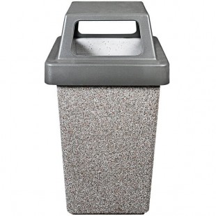 Wausau Tile TF1016 30 Gallon Concrete Square Trash Can with Plastic 4-Way Lid Wausau Tile TF1016 30 Gallon Concrete Square Trash Can with Plastic 4-Way Lid