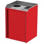 Lakeside 3412RD Stainless Steel Rectangular Refuse / Recycling Station with Top Access and Red Laminate Finish - 26 1/2 Lakeside 3412RD Stainless Steel Rectangular Refuse / Recycling Station with Top Access and Red Laminate Finish - 26 1/2