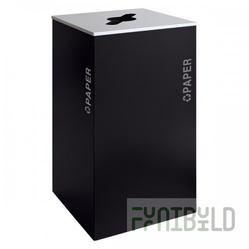 Ex-Cell Kaiser RC-KD36-P BT-PBG Black Tie Kaleidoscope Pebble Black Gloss Square 36 Gallon Paper Receptacle