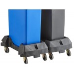 Lavex 46 Gallon 2-Stream Slim Rectangular Mobile Recycle Station with Black Drop Shot and Blue Paper Slot Lids