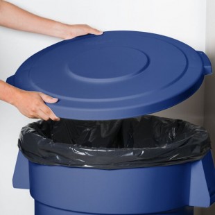 Carlisle 84104514 Bronco 44 Gallon Blue Flat Round Trash Can Lid