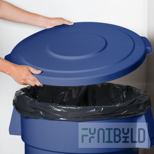 Carlisle 84104514 Bronco 44 Gallon Blue Flat Round Trash Can Lid