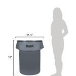 Continental 5500GY Huskee 55 Gallon Gray Round Trash Can