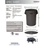 Continental 5500GY Huskee 55 Gallon Gray Round Trash Can