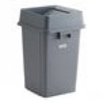 Lavex 19 Gallon Gray Square Trash Can with Drop Shot Lid