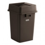 Lavex 19 Gallon Gray Square Trash Can with Drop Shot Lid