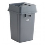 Lavex 19 Gallon Gray Square Trash Can with Drop Shot Lid