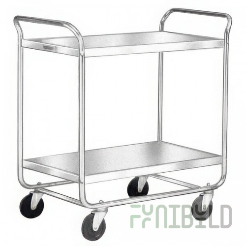 Lakeside 492 Medium-Duty Stainless Steel Two Shelf Tubular Utility Cart with Chrome-Plated Legs / Frame - 36