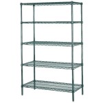 Metro 5N357K3 Super Erecta Metroseal Green Wire Stationary Starter Shelving Unit - 18 Metro 5N357K3 Super Erecta Metroseal Green Wire Stationary Starter Shelving Unit - 18
