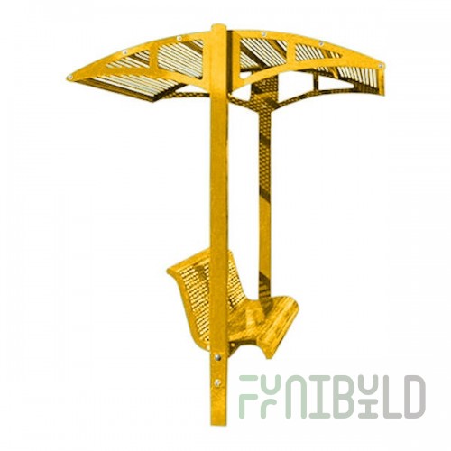 Paris Site Furnishings Shade Series 6' Dahlia Yellow Surface Mounted Park Bench with Canopy and Basket Weave Perforations 85 1/2