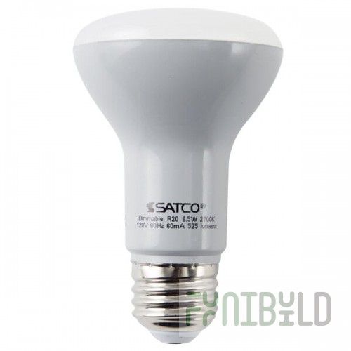 Satco S9630 6.5 Watt (50 Watt Equivalent) Frosted Warm White LED Flood Lamp Reflector Light Bulb - 120V (R20)