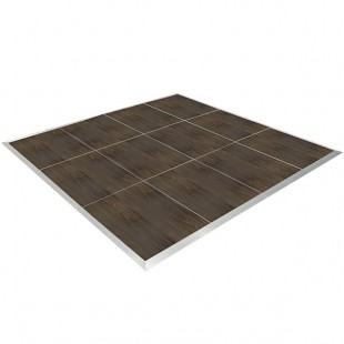 Palmer Snyder 12' x 16' Dark Walnut Vinyl Seamless Portable Dance Floor with Silver Trim - 4' x 4' Panels Palmer Snyder 12' x 16' Dark Walnut Vinyl Seamless Portable Dance Floor with Silver Trim - 4' x 4' Panels
