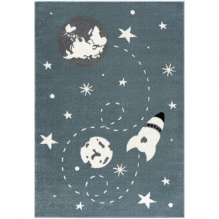 Abani Play Collection 4' x 6' Blue Contemporary Space Area Rug