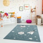 Abani Play Collection 4' x 6' Blue Contemporary Space Area Rug Abani Play Collection 4' x 6' Blue Contemporary Space Area Rug