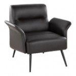 LumiSource Petal Espresso Faux Leather Accent Arm Chair with Black Metal Frame LumiSource Petal Espresso Faux Leather Accent Arm Chair with Black Metal Frame