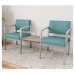 Lesro Lenox Steel Patriot Plus Sea Vinyl Two Guest Arm Chairs with Sarum Twill Laminate Connecting Table Lesro Lenox Steel Patriot Plus Sea Vinyl Two Guest Arm Chairs with Sarum Twill Laminate Connecting Table