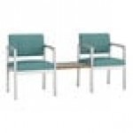 Lesro Lenox Steel Patriot Plus Sea Vinyl Two Guest Arm Chairs with Sarum Twill Laminate Connecting Table Lesro Lenox Steel Patriot Plus Sea Vinyl Two Guest Arm Chairs with Sarum Twill Laminate Connecting Table
