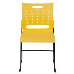 Flash Furniture RUT-2-YL-GG Hercules Yellow Sled Base Stack Chair with Air-Vent Back