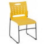 Flash Furniture RUT-2-YL-GG Hercules Yellow Sled Base Stack Chair with Air-Vent Back