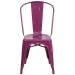 Flash Furniture ET-3534-PUR-GG Purple Stackable Galvanized Steel Chair with Vertical Slat Back and Drain Hole Seat Flash Furniture ET-3534-PUR-GG Purple Stackable Galvanized Steel Chair with Vertical Slat Back and Drain Hole Seat