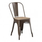 Lancaster Table & Seating Alloy Copper Indoor Cafe Chair with Gray Wood Seat Lancaster Table & Seating Alloy Copper Indoor Cafe Chair with Gray Wood Seat