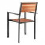 Lancaster Table & Seating Axel Black Powder-Coated Outdoor Chair with Brown Faux Teak Slat Seat and Arms Lancaster Table & Seating Axel Black Powder-Coated Outdoor Chair with Brown Faux Teak Slat Seat and Arms