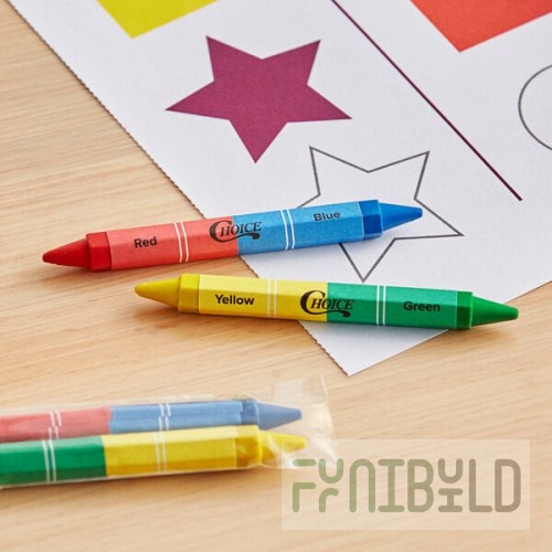 Choice 2-Pack Double-Sided Hexagonal Kids' Restaurant Crayons in Cello Wrap - 1,000/Case