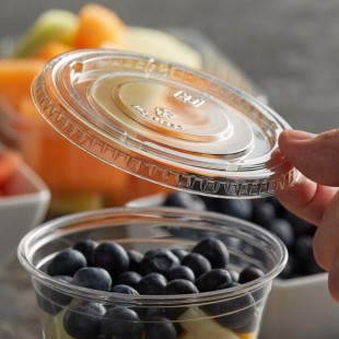 Fabri-Kal LKC16/24F Kal-Clear/Nexclear Clear Flat PET Lid for 5 oz., 8 oz., and 12 oz. Sundae Cups - No Slot - 100/Pack