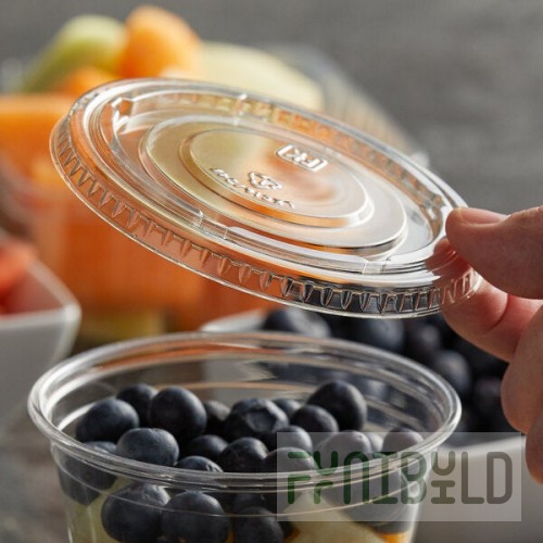 Fabri-Kal LKC16/24F Kal-Clear/Nexclear Clear Flat PET Lid for 5 oz., 8 oz., and 12 oz. Sundae Cups - No Slot - 100/Pack
