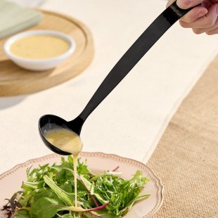 Visions 2 oz. Black Disposable Plastic Ladle - 48/Case