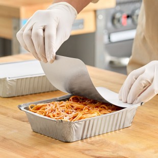 Western Plastics 2.25 lb. Oblong Foil Take-Out Container with Board Lid - 250/Case