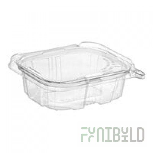 Inline Plastics Safe-T-Fresh 12 oz. Tamper-Resistant, Tamper-Evident Rectangular Hinged Container with Flat Lid - 240/Case