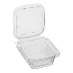 Inline Plastics Safe-T-Fresh 12 oz. Tamper-Resistant, Tamper-Evident Rectangular Hinged Container with Flat Lid - 240/Case