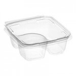 Inline Plastics Safe-T-Fresh 12 oz. Tamper-Resistant, Tamper-Evident Rectangular Hinged Container with Flat Lid - 240/Case
