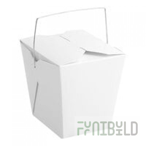 Fold-Pak 32WHWHITEM 32 oz. White Chinese / Asian Paper Take-Out Container with Wire Handle - 500/Case