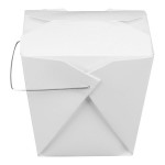 Fold-Pak 32WHWHITEM 32 oz. White Chinese / Asian Paper Take-Out Container with Wire Handle - 500/Case