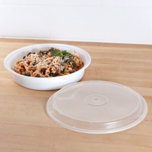 Pactiv Newspring NC948 48 oz. White VERSAtainer Round Microwavable Container with Lid - 150/Case Pactiv Newspring NC948 48 oz. White VERSAtainer Round Microwavable Container with Lid - 150/Case
